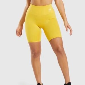 GYMSHARK Women’s Yellow High Waisted Training Cycling Shorts Small